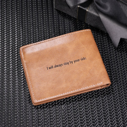 Personalized Leather Wallet Engraved Photo Short Purse Gifts For Men