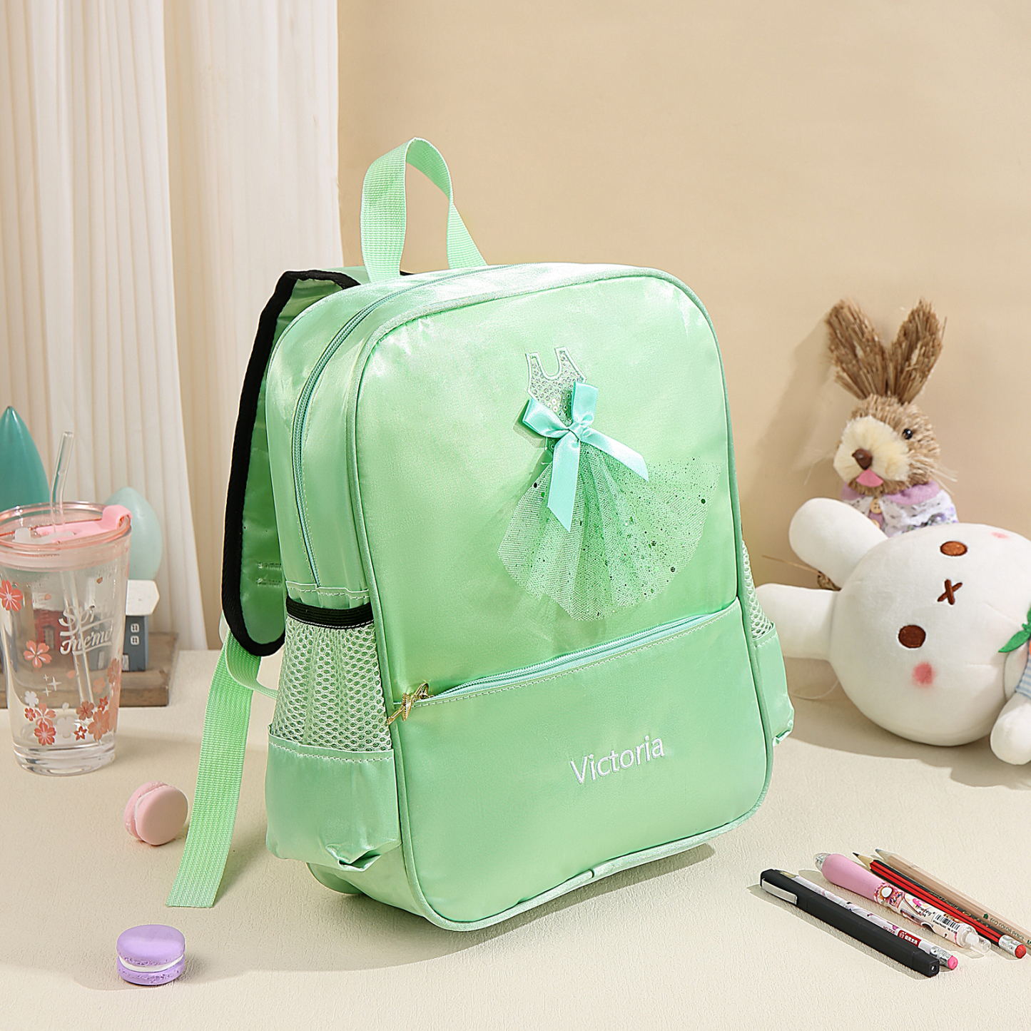 Personalized Name Band Princess Dress Accessories Satin Children Backpack Back To School Gift