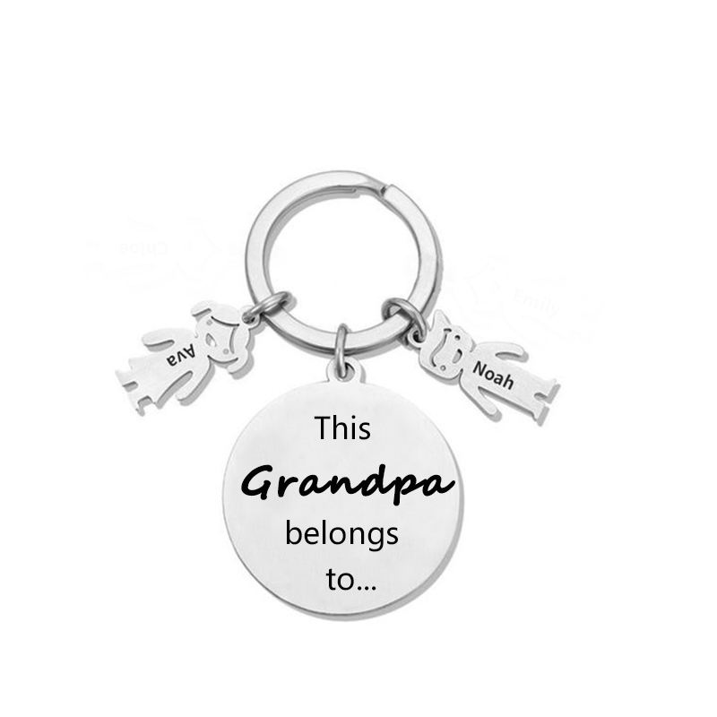 2 Names-This Mom Belongs to...Custom Keychain with Name & Text