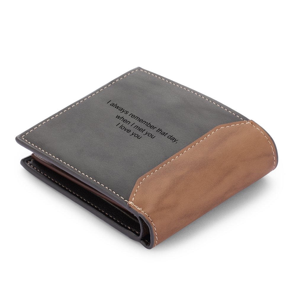 Personalized Leather Wallet Engraved Photo Short Purse Gifts For Men