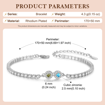 Personalized Birthstone Tennis Bracelet with 2–5 Stones