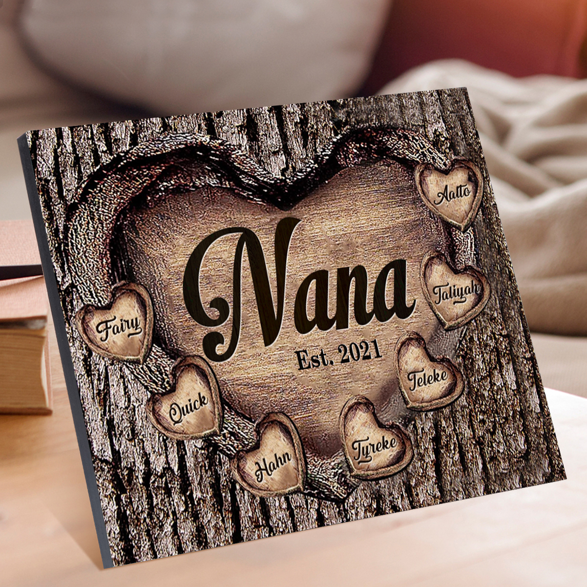 7 Names-Personalized Nana Wooden Ornament Custom Text And Date Home Decoration for Family