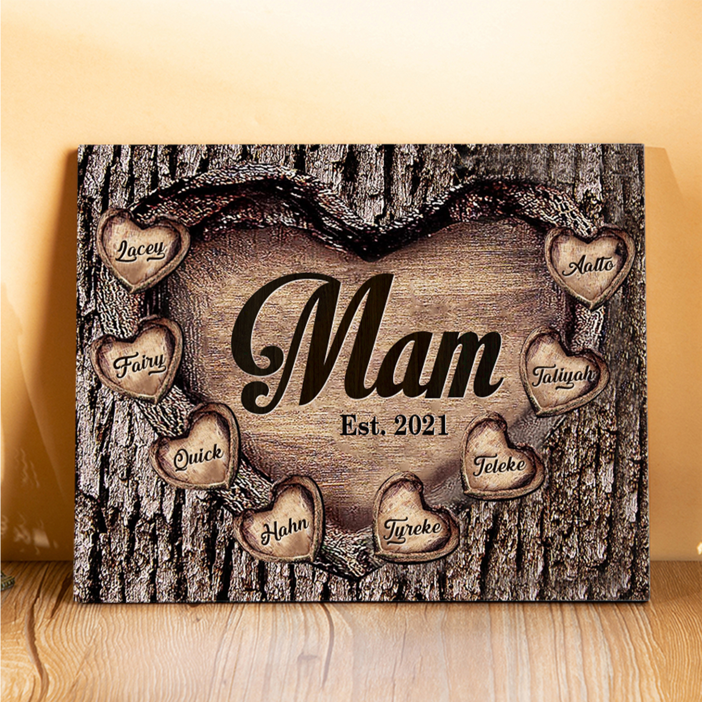 8 Names-Personalized Nana Wooden Ornament Custom Text And Date Home Decoration for Family