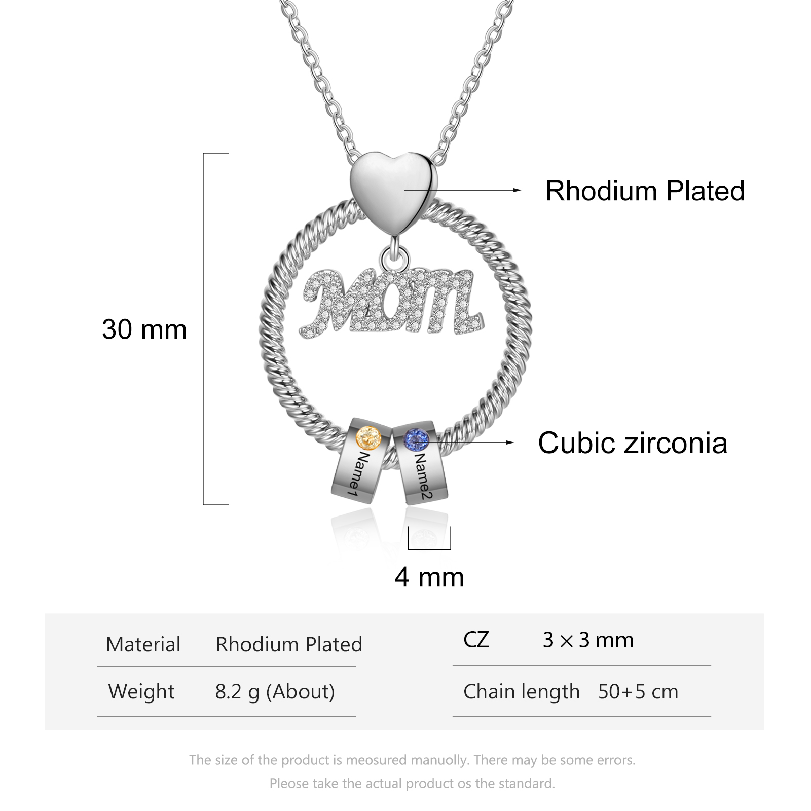 2 Names-Personalized Mom Necklace Set With  Premium Custom Necklace With 2 Birthstones Engraved Names Gift For Mom