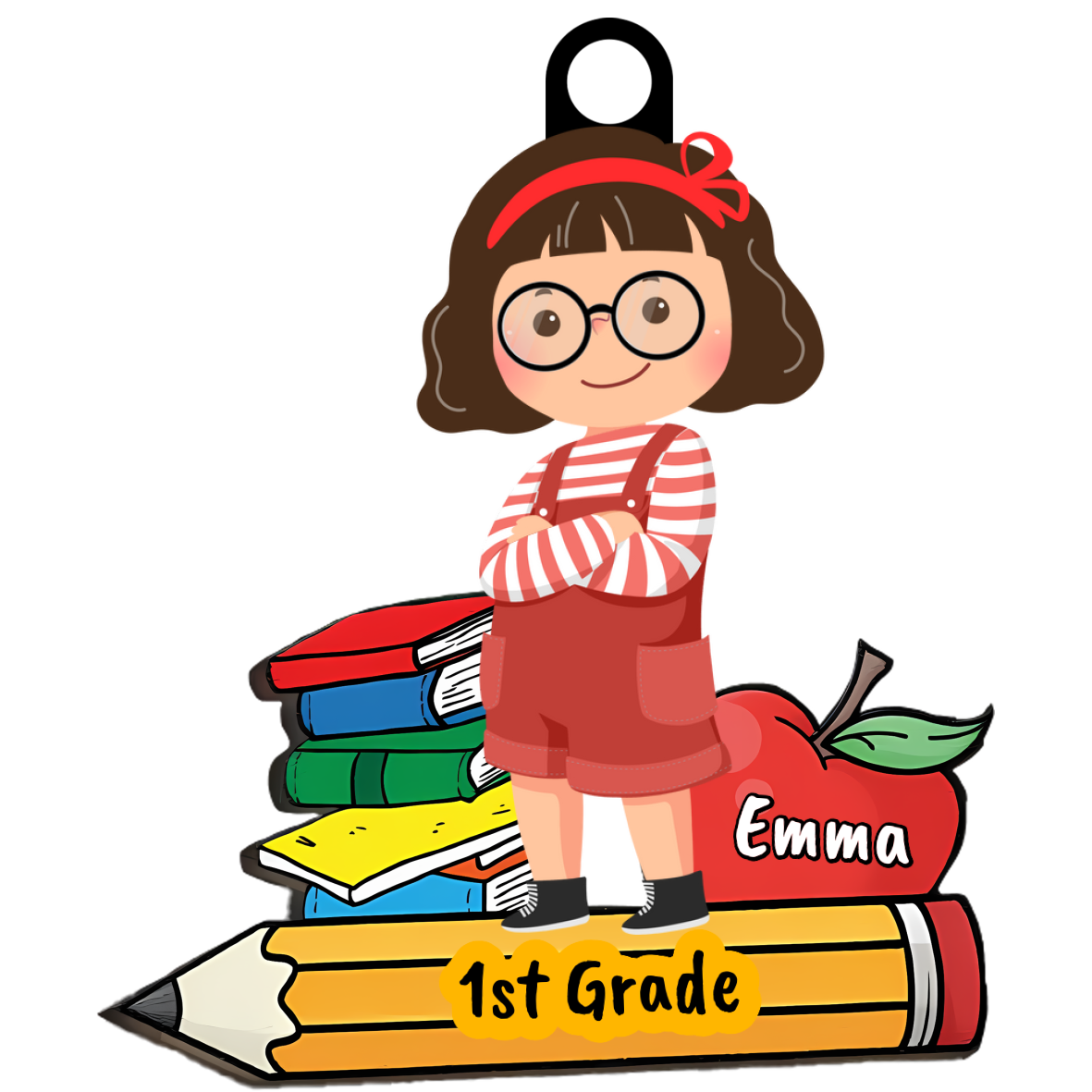 Unique Personalized Back-to-School Pendant – Cute Girl 1st Grade Name Tag - Ornament Gifts For Kids