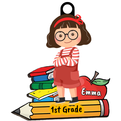 Unique Personalized Back-to-School Pendant – Cute Girl 1st Grade Name Tag - Ornament Gifts For Kids