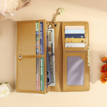 Personalised Women's Wallet with Custom Photo & Letter – PU Leather in Blue & Pink & Yellow Christmas Gift for Nan | Jessemade