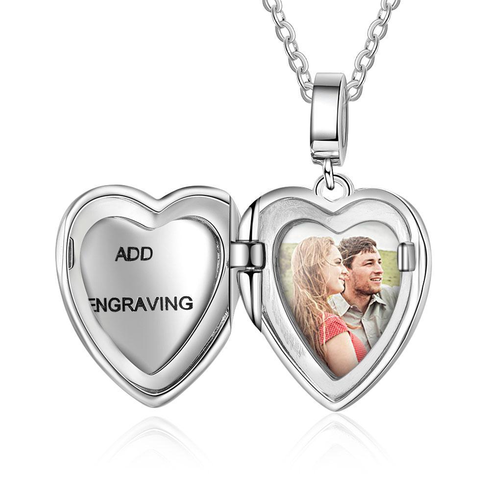 Personalized Heart Photo Locket 925 Sliver Necklace Custom Photo Necklace Gifts For Her
