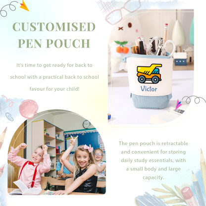 Personalized Name And Truck Pencil Case For Boys And Girls Back To School Gift