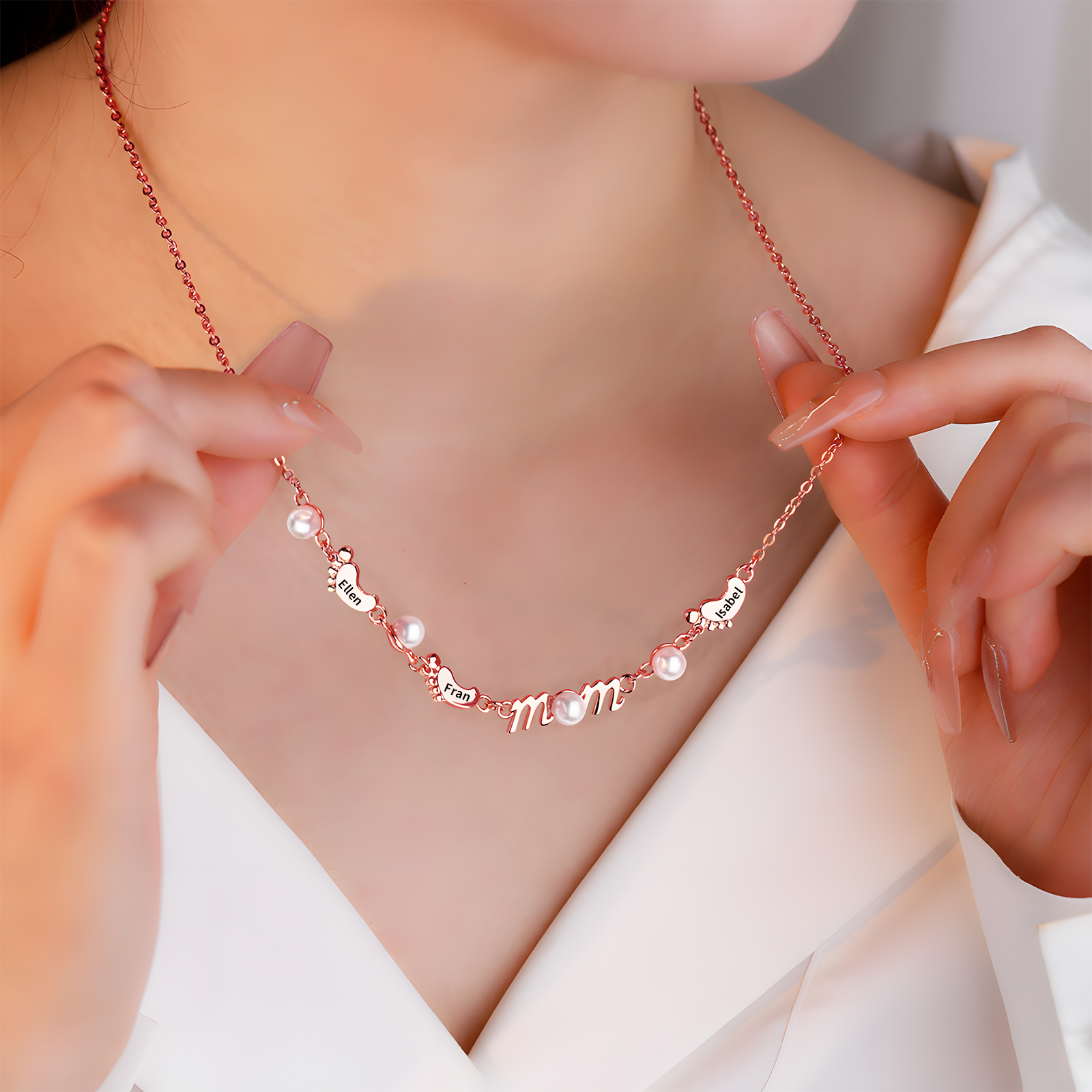 3 Names - Personalized Exquisite Pearl Necklace Supports Customized Name Necklace Gifts for Mom