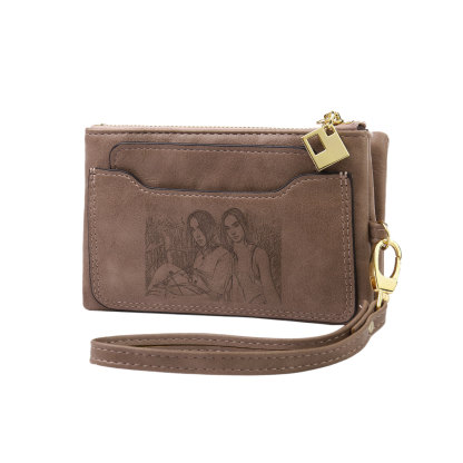 Personalized Photo & Text PU Leather Wallet Coin Purse Three Colors Available Gift for Her