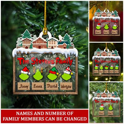 MERRY GRINCHMAS Grinch Personalized Christmas Ornament Engraved 3 Names Gifts For Family | Jessemade