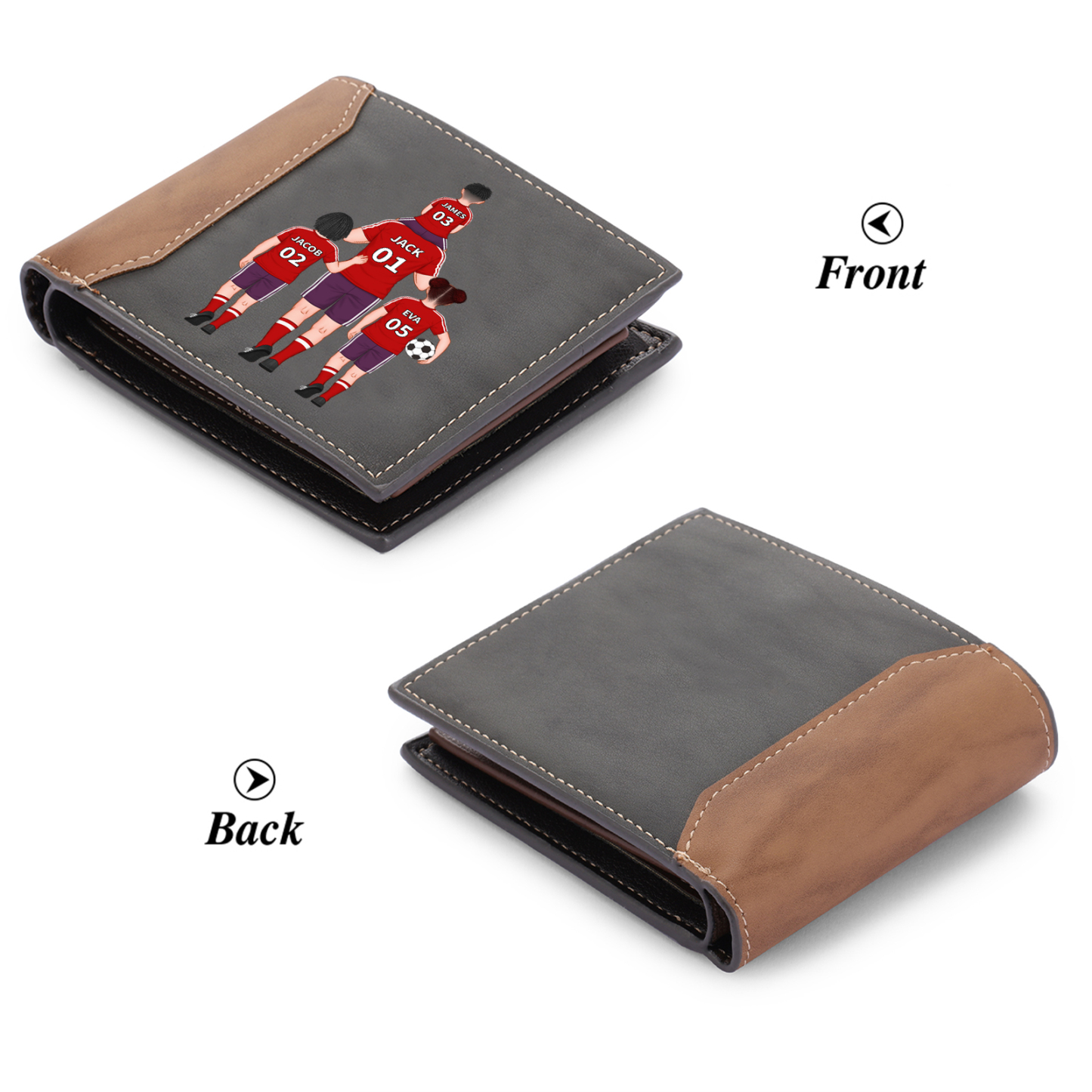 Personalized Football Family Leather Men's Wallet With Various Designs Gift For Him