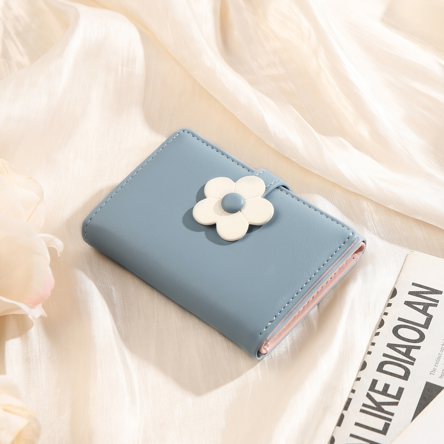 Women's Personalized Photo PU Leather Flower Wallet Coin Purse Four Colors Available Gift for Her