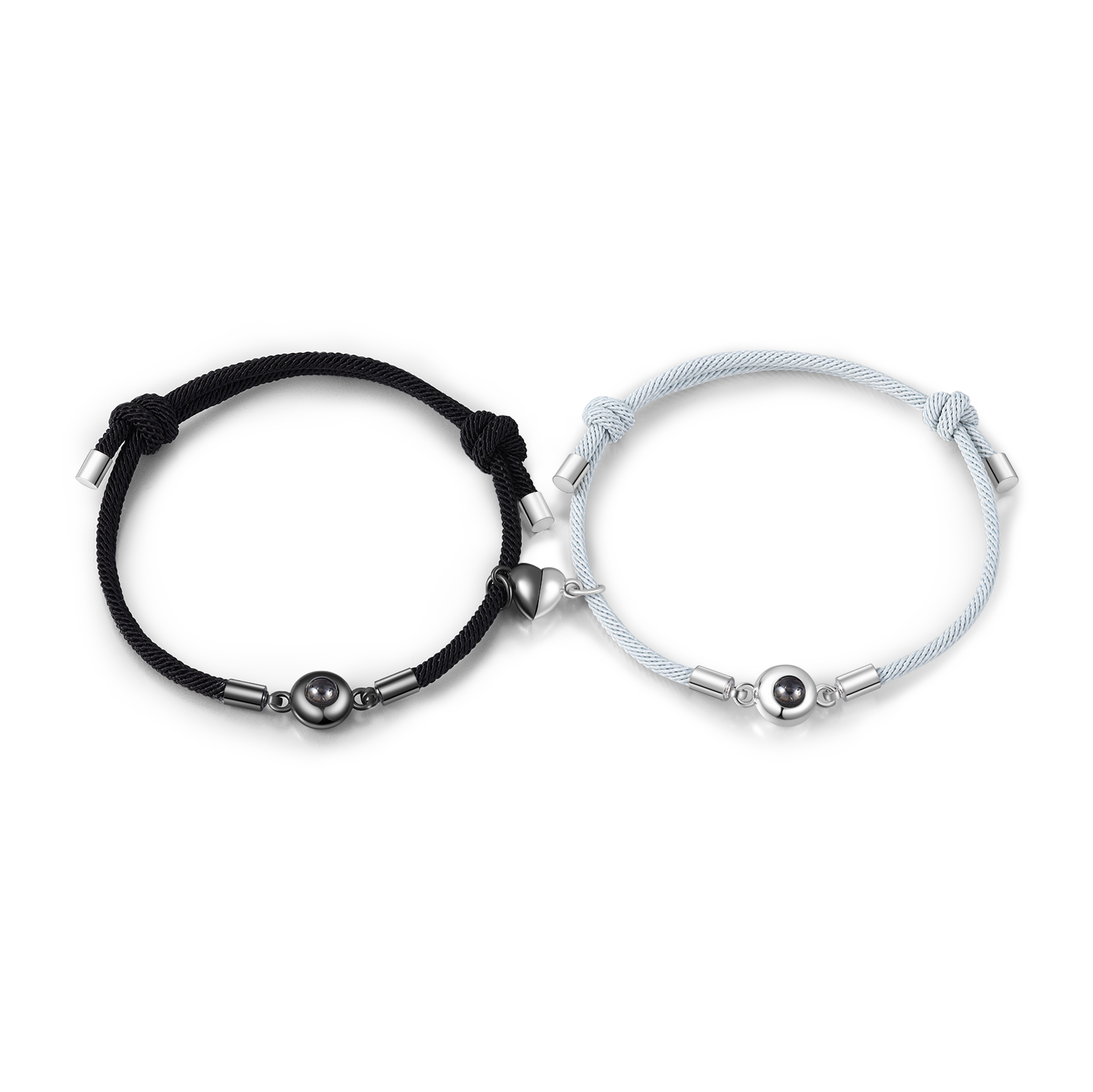 2 PCS Personalized Projection Bracelet Customized Photo Bracelet Set Adjustable Bracelet Personalized Gift