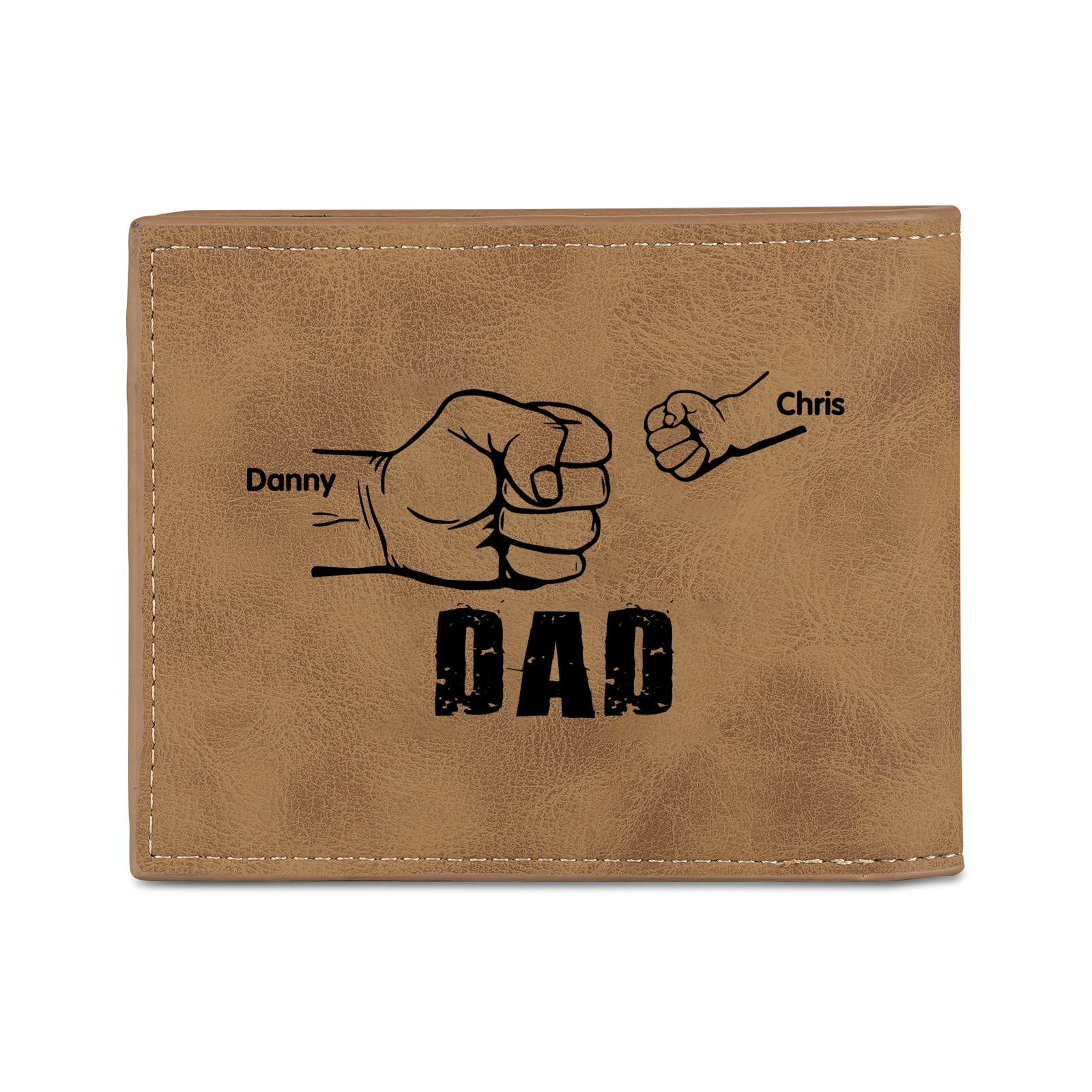 2 Names - Personalized Photo Custom Leather Men's Wallet as a Father's Day Gift for Dad