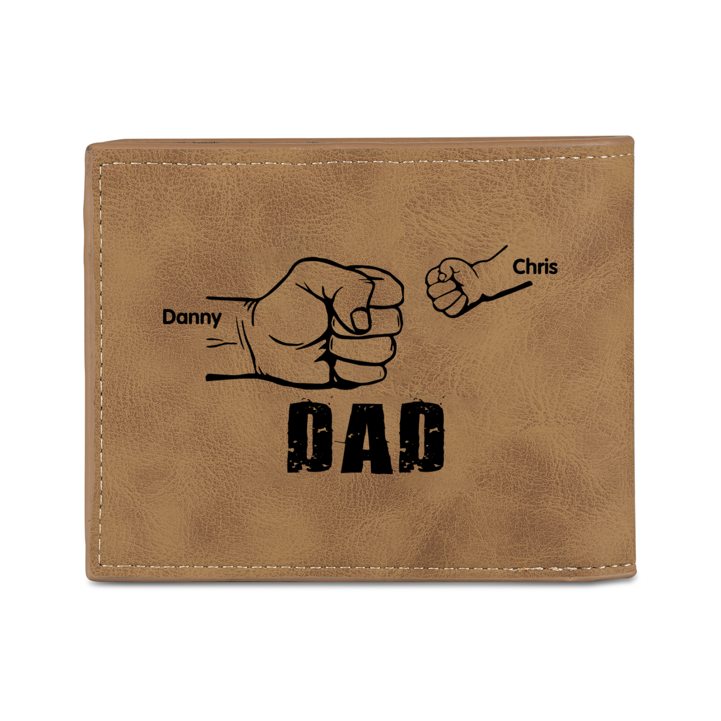 2 Names - Personalized Photo Custom Leather Men's Folding Wallet as a Father's Day Gift for Dad