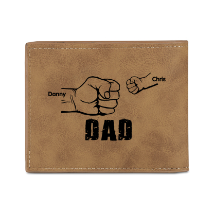 2 Names - Personalized Photo Custom Leather Men's Folding Wallet as a Father's Day Gift for Dad