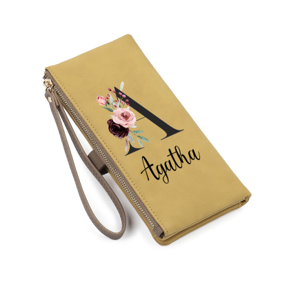 Personalized Exquisite Women'S Wallet Customized Letter And Name Zipper Wallet For Grandma