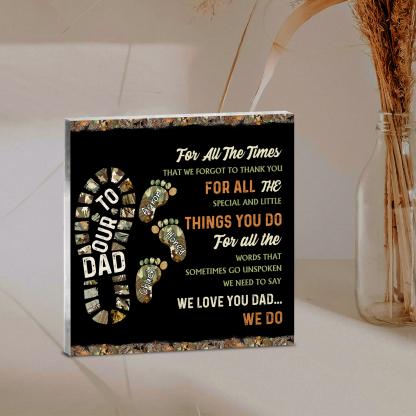 3 Names - Personalized Footprint Pattern Family Acrylic Keepsake Customized Name Acrylic Home Decor Gift for Dad