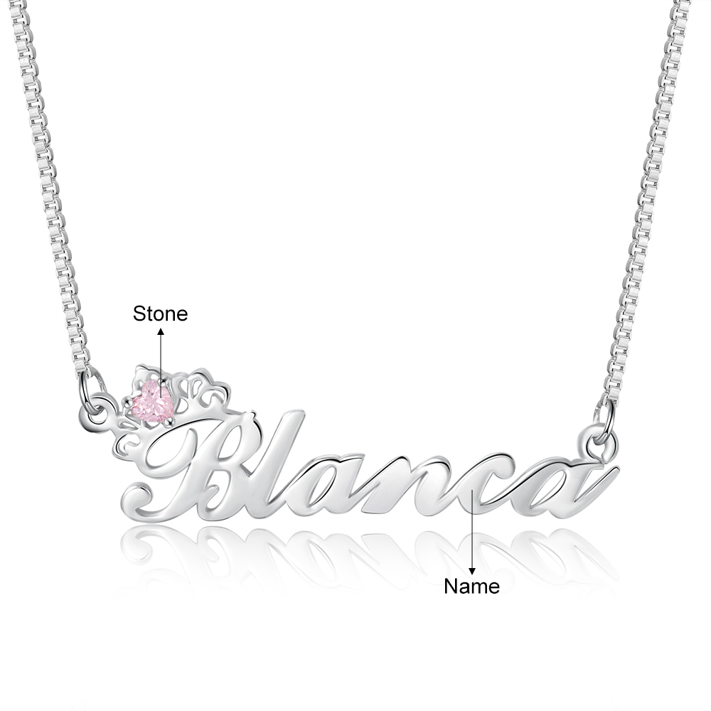 Personalized Necklace With Birthstone Custom 1 Name Necklace Gift For Her | Jessemade
