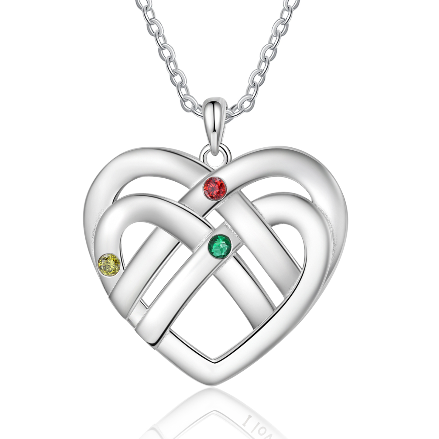 3 Names - Personalized Double Layer Heart Necklace with Custom Name and Birthstone, As a Mother's Day Gift for Mom