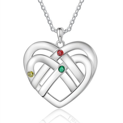 3 Names - Personalized Double Layer Heart Necklace with Custom Name and Birthstone, As a Mother's Day Gift for Mom