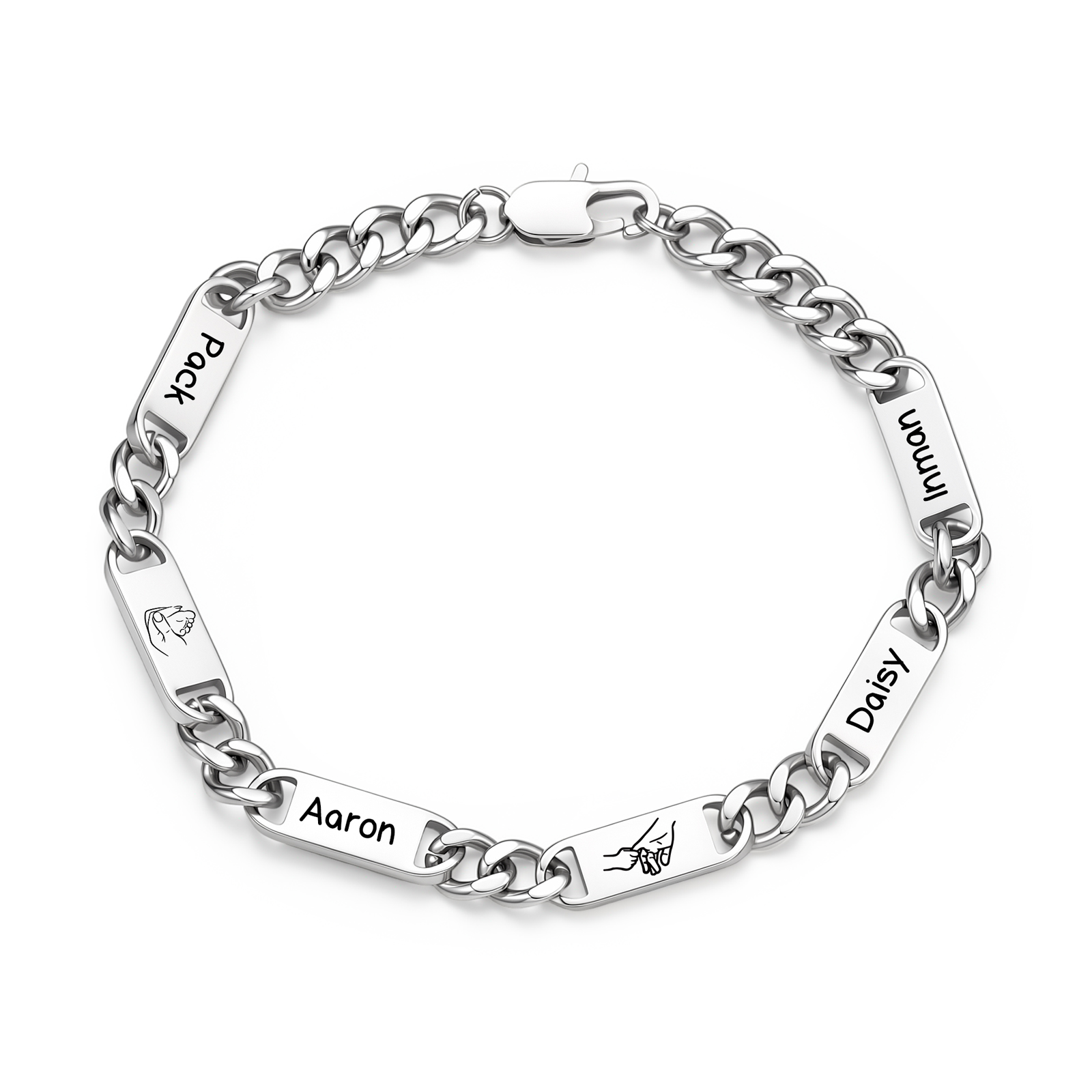 Personalized Cuban Link Bracelet For Men Customized with 2-6 Name Stainless Steel
