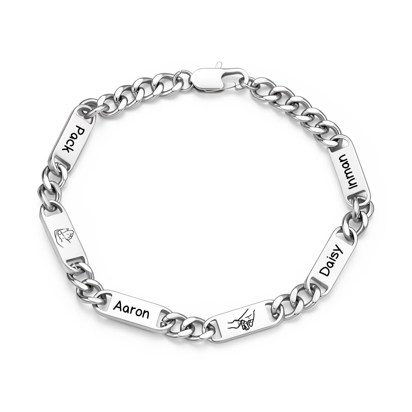 Personalized Cuban Link Bracelet For Men Customized with 2-6 Name Stainless Steel