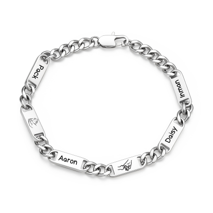 Personalized Cuban Link Bracelet For Men Customized with 2-6 Name Stainless Steel