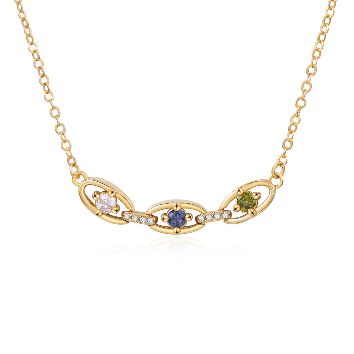 Personalized 2–5 Birthstones Gold Chain Necklace for Women
