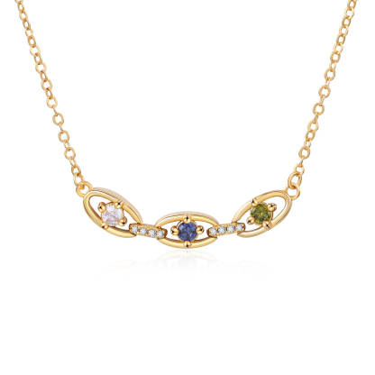 Personalized 2–5 Birthstones Gold Chain Necklace for Women
