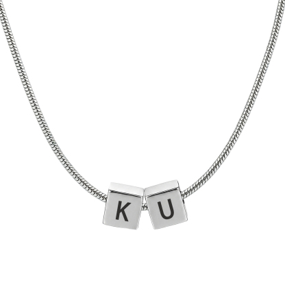 Personalized Men's Stainless Steel Necklace With Letter Cube Gift For Him