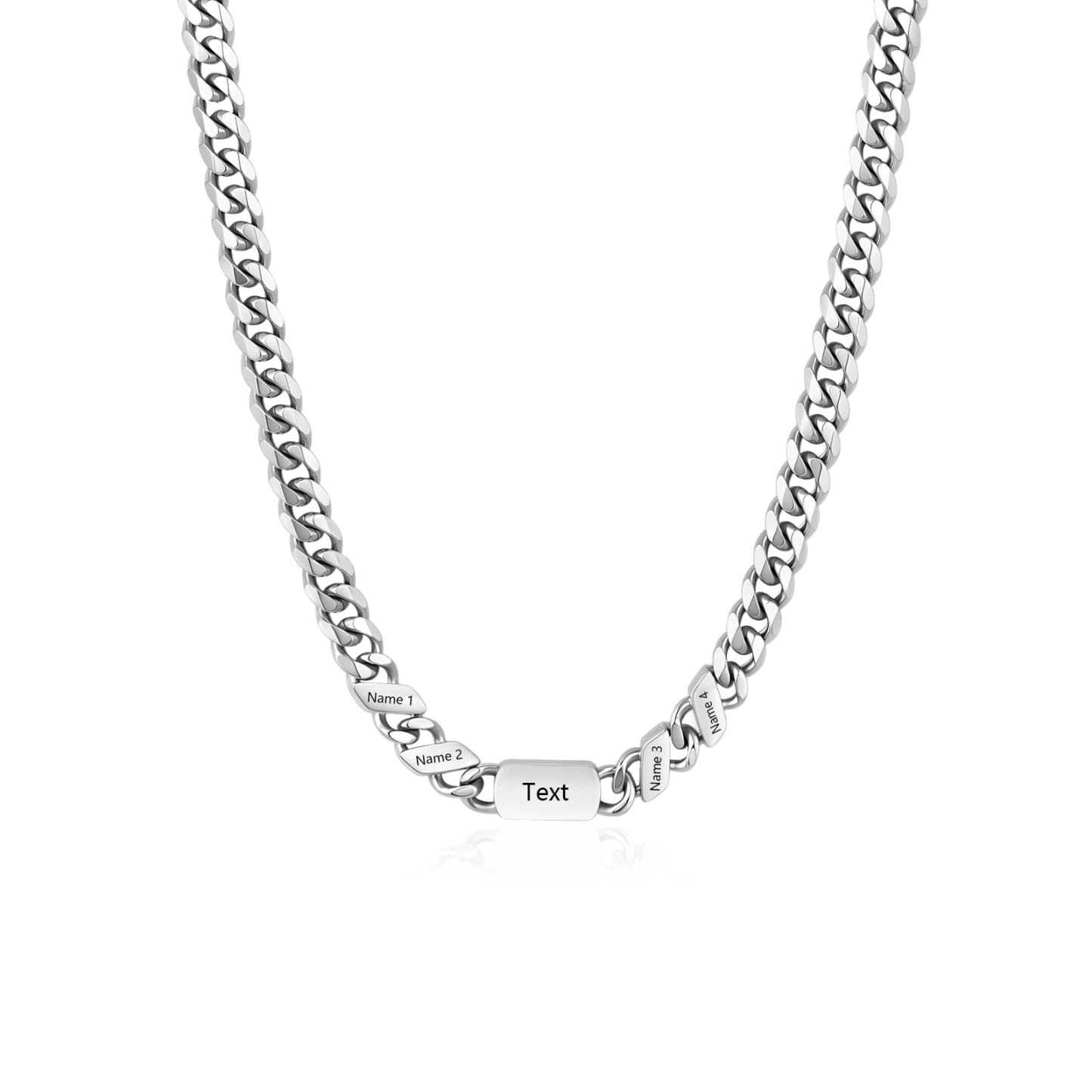Personalized Cuban Chain Necklace for Dad Grandpa Man Cutsomized with 1-6 Names and Engraved Text
