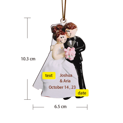 Personalized Newly-weds Christmas Ornaments Customized Text & Date Wooden Hanging Ornament Gift for Couples