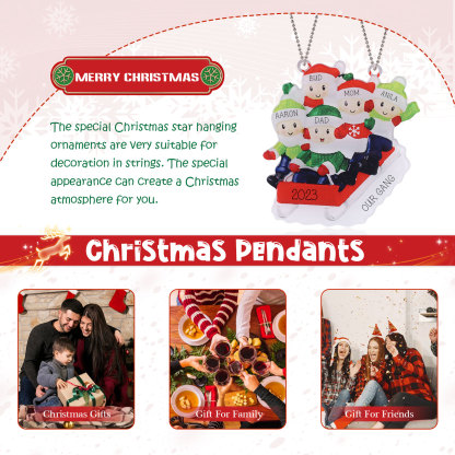 5 Names-Personalized Family Acrylic Christmas Xmas Tree Decoration Ornament-Custom 5 Names And Text Hanging Ornament Gifts For Family