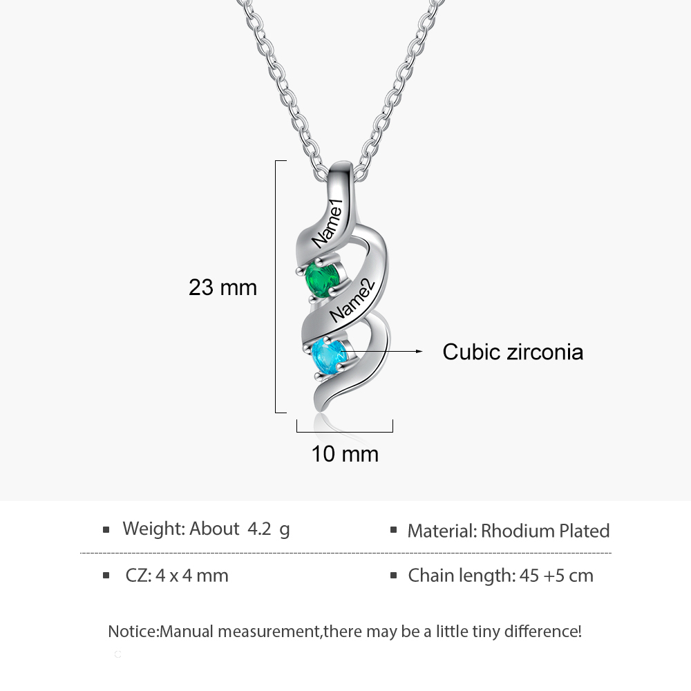 Mother DNA Necklace Personalized Family Necklace Engrave 2 Names & Birthstones Gifts For Her