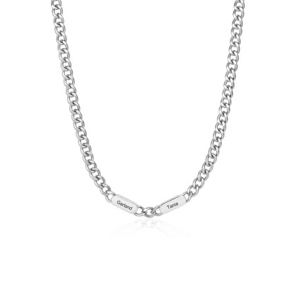 Personalized Men’s Stainless Steel Necklace Custom With 1-6 Engraved Names Gift For Dad Husband