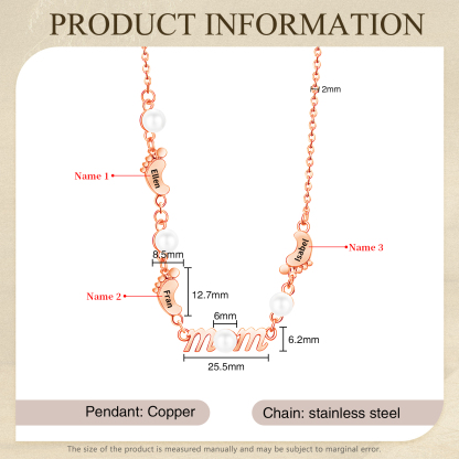 3 Names - Personalized Exquisite Pearl Necklace Supports Customized Name Necklace Gifts for Mom