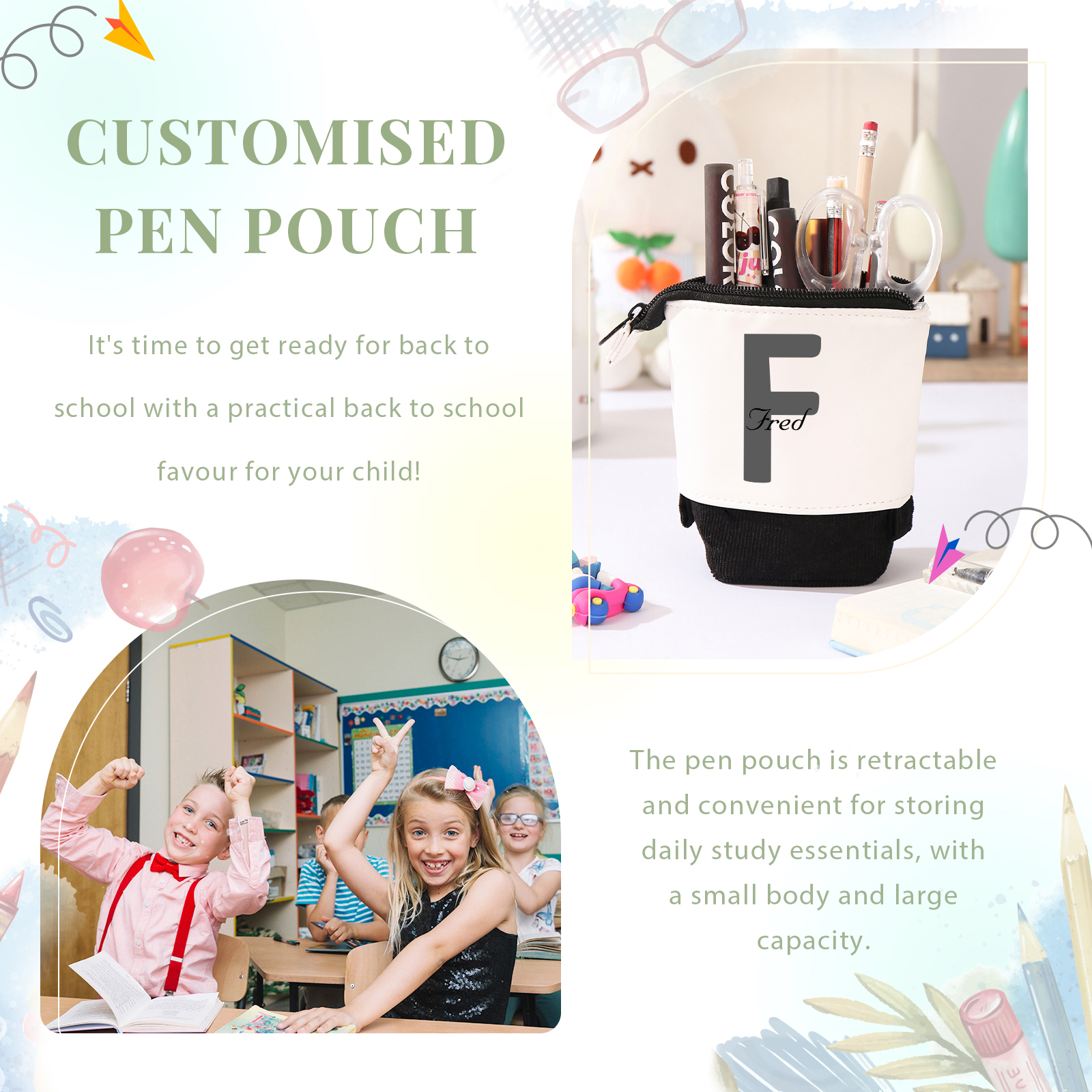 Personalized Pencil Case Custom Name And Letter Pencil Case Boys Girls Back To School Gift