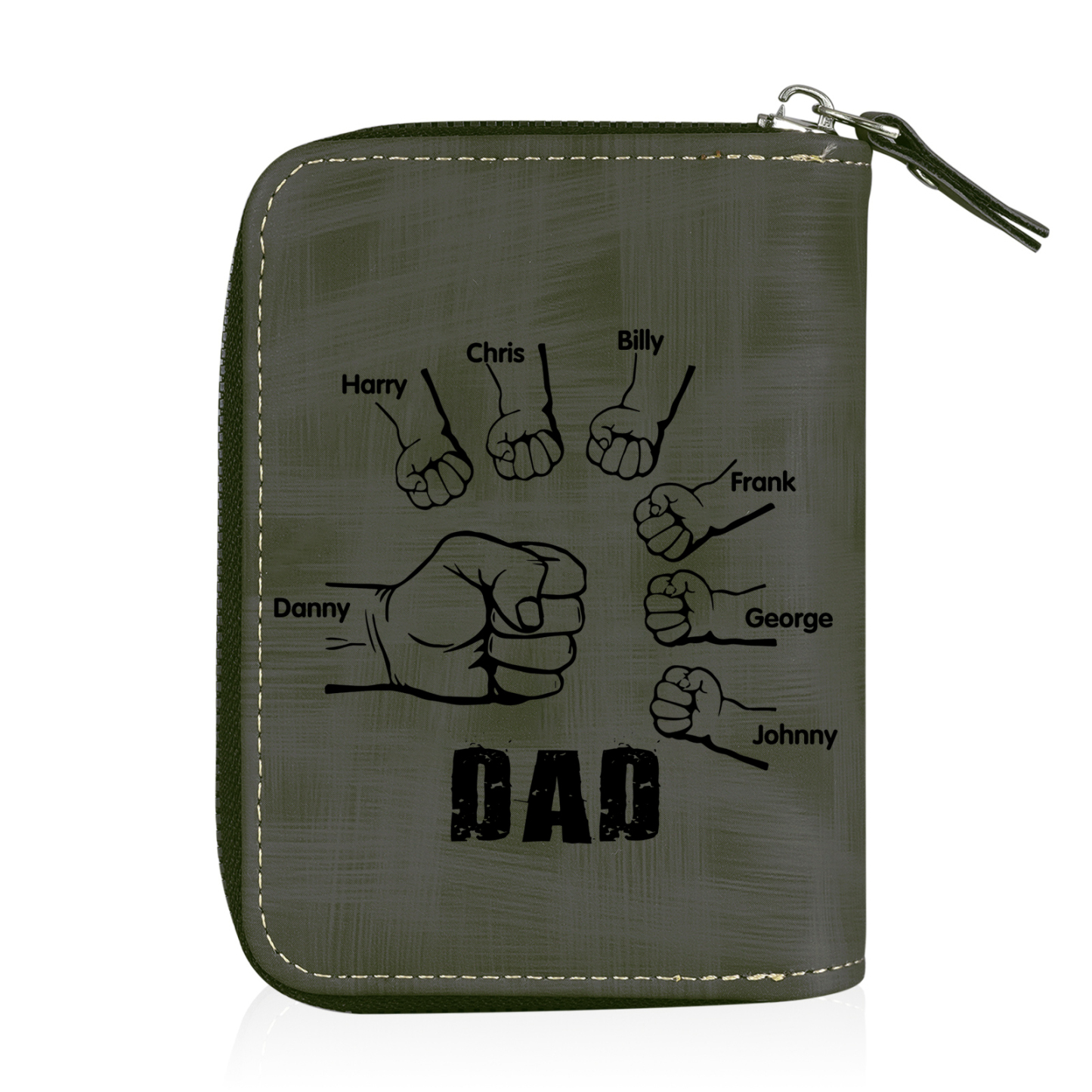 7 Names - Personalized Photo Text Custom Leather Men's Wallet Custom Name Zipper Wallet for Dad