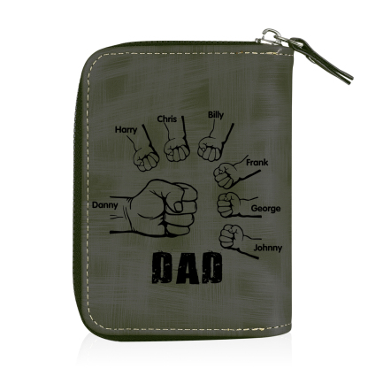 7 Names - Personalized Photo Text Custom Leather Men's Wallet Custom Name Zipper Wallet for Dad