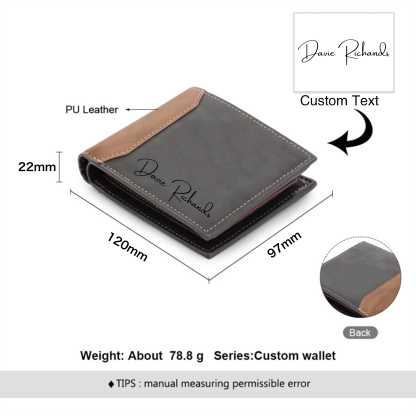 Personalized Leather Wallet Gift Box Set Keychain with Customizable Photo Wallet with Custom Text Gift for Him
