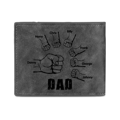 7 Names - Personalized Photo Custom Leather Men's Folding Wallet as a Father's Day Gift for Dad