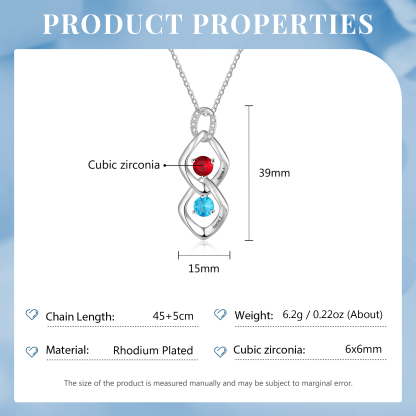 2 Names - Personalized Birthstone Necklace With Name Engraved For A Special Gift For Mom/Grandma