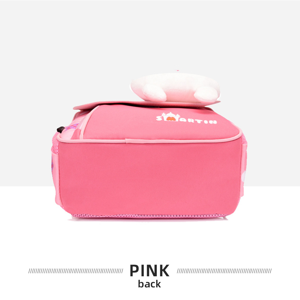 Personalized Pink Bunny Children School Bag Embroidery Name Black Backpack, Customized Schoolbag Travel Bag For Kids