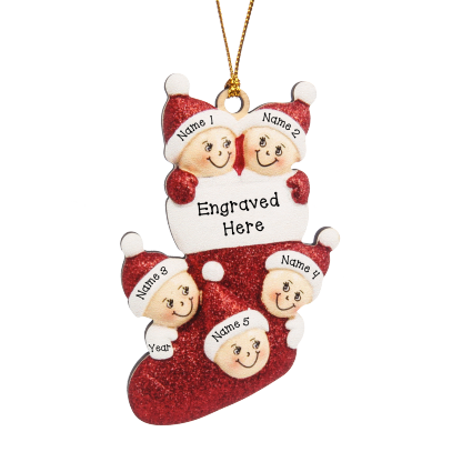 5 Names-Personalized Family Wooden Christmas Xmas Tree Decoration Ornament-Custom 5 Names And Text Hanging Ornament Gifts For Family