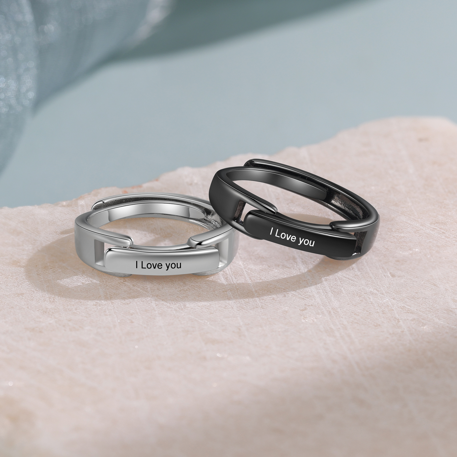 Couple Ring Personalized Matching Rings Gift for Couple