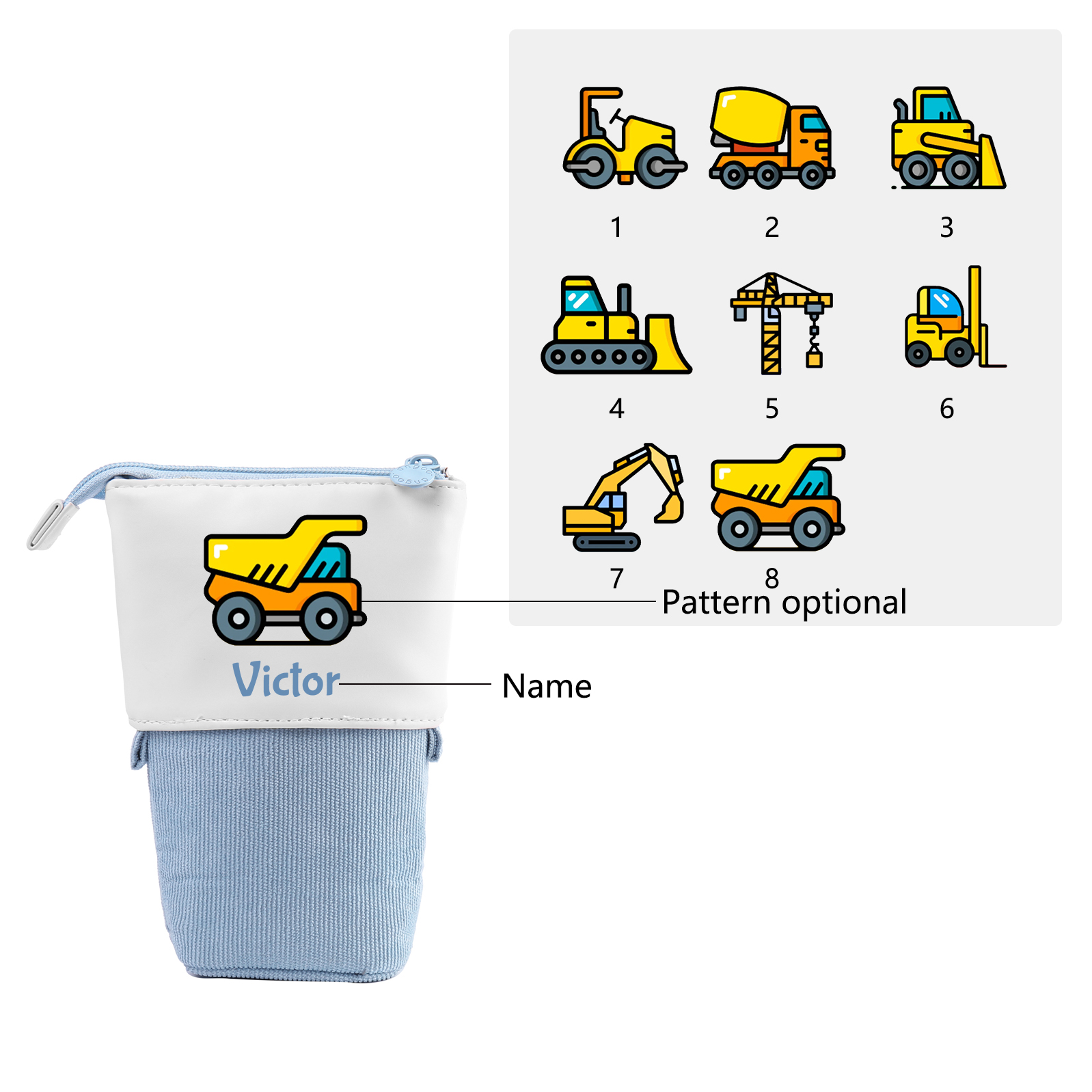 Personalized Name And Truck Pencil Case For Boys And Girls Back To School Gift