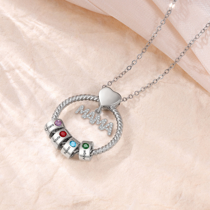 4 Names-Personalized Mom Necklace Set With  Premium Custom Necklace With 4 Birthstones Engraved Names Gift For Mom